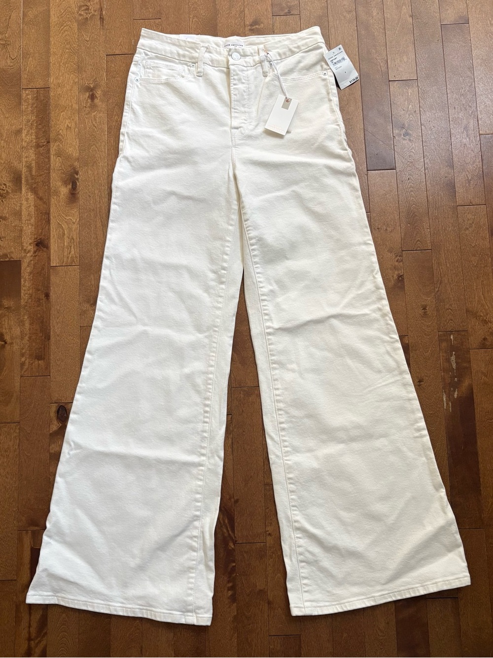 Good American Good Waist Palazzo Jeans Off White / Cream Size 8/29 NWT